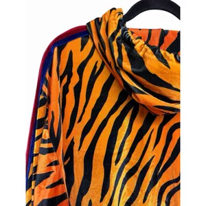 Aviator Nation Classic Velvet Relaxed Zip Hoodie‎ Tiger Print Size Large thumbnail 8