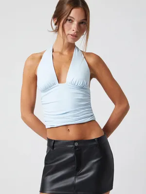 Pacsun Serena Deep V Halter Top in Baby Blue XS thumbnail 1