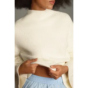 Anthropologie Maeve Katey Mock Neck Bell Sleeve Sweater Cream Size XXS thumbnail 8