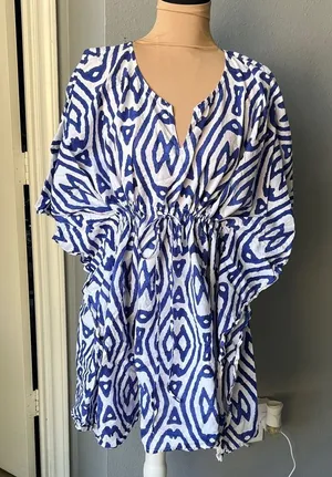 Roberta Roller Rabbit Blue and White Ikat Tunic thumbnail 1