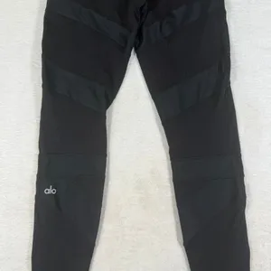 Alo Yoga High-Waist Moto Legging Black Ribbed Mesh Performance W0245R Size XS thumbnail 9