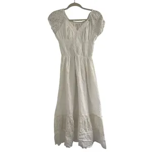 ✨Anna-Kaci Lace Cap Sleeve Lace Trim Ruffle Flared Hem Maxi Cream Sz S Dress✨ thumbnail 6