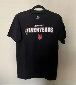 San Francisco SF Giants Baseball Black #evenyears Graphic Short Sleeve T-Shirt thumbnail 1