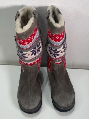 Clarks Boots Leather Fair Isle Knit Fur Lining Winter Boots Women's 7.5 M thumbnail 2