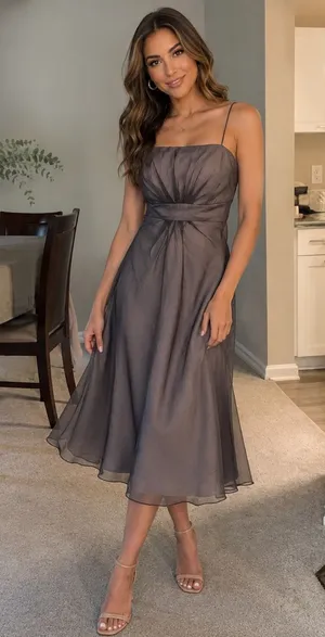 Mori lee  lined  midi dress thumbnail 1