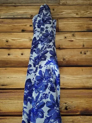 NWT Adrianna Papell Aidan Mattox Blue Floral Jacquard Gown Size 10 thumbnail 9