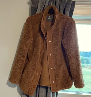 Cozy Sherpa Jacket Brown Fleece Womens Small thumbnail 4