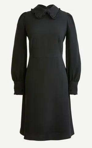 J.Crew Black Long Sleeve Ruffle‎ Collar A Line Dress Item size 14 thumbnail 1