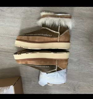 UGG Fluff Punk Shearling Leather Booties Boots thumbnail 7