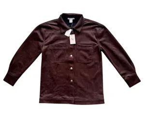 NWT Sincerely Jules Brown Faux Suede Overshirt Size M thumbnail 1