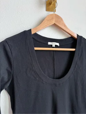 Z Supply Sirena Rib Long Sleeve Scoop Neck Tee Black Women's Medium thumbnail 3