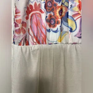 BCX Girl Floral Halter Dress Size 14 White Multicolor Chiffon Midi Dress thumbnail 3