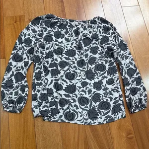 LOFT Women's pink & brown floral boat neck‎ long sleeve blouse Size M thumbnail 8