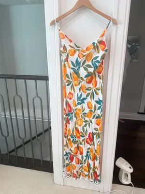 Dress Forum Citrus Print Slip Dress Large Lemon Orange Mediterranean Maxi Dress thumbnail 2