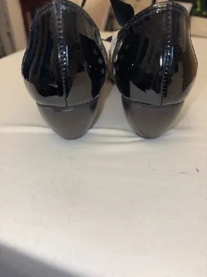 All Black Black & Cream Textured Mary Jane Heels w/FishBow ribbon laces Sz 7.5 thumbnail 3