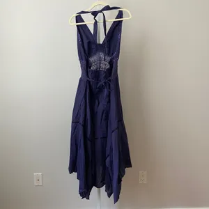 Shoreline Cotton Boho Beachy Relaxed Fairy Ethereal Halter Handkerchief Dress OS thumbnail 5