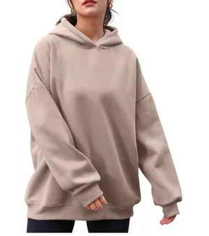 Boutique Thick Oversized Neutral Pullover Hoodie Beige Size XL Athleisure Minimalist Cute thumbnail 1