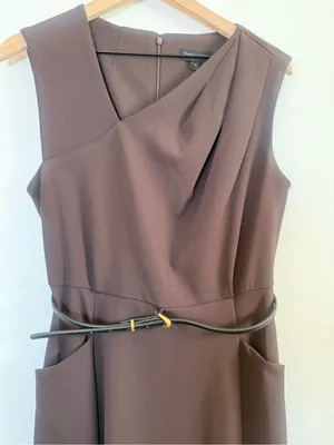Donna Karan Belted Draped Asymmetric Dress thumbnail 3