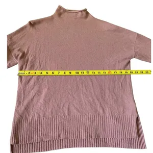 Madewell Cashmere Sweater Womens Small Mauve Pink Mockneck High Low Minimalist thumbnail 4