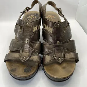 Dansko Nina Sandals Womens 38/7 Heels Brown Leather Floral Strappy‎ Platform thumbnail 2