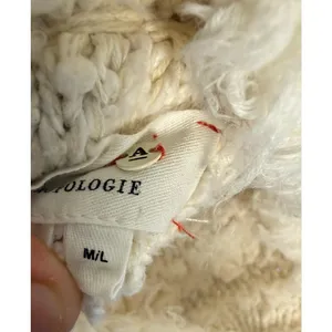 Anthropologie Fringed Boho‎ Poncho M/L Marilyn Cream Coverup Boho Side Buttons thumbnail 4