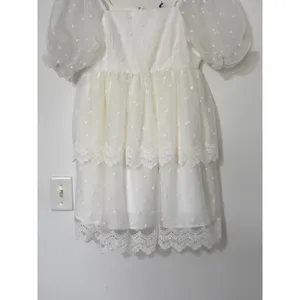 English Factory White Polka Dot Tulle Mini Dress M Cottagecore Puff Sleeve NWT thumbnail 3