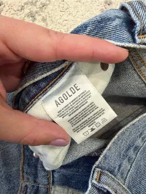 AGOLDE Mia Mid Rise Straight Jeans 24 Rule Wash Distressed Organic Cotton thumbnail 5