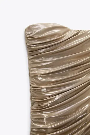 ZARA dress mini wrap sleeveless golden bodycon fitted party coctail wedding thumbnail 13