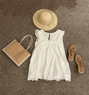 White Designer Floral Eyelet Dress thumbnail 6