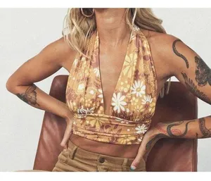 Princess Polly Retro floral orange halter top new size 4 thumbnail 4