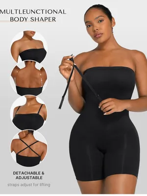 SHAPELLX Shapewear Bodysuits Tummy Control Butt Lifter removable Straps Black thumbnail 2