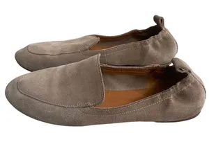 Lucky Brand Women Taupe Suede Flat Loafers Size 9M Elastic Heel Slip On Shoes thumbnail 1