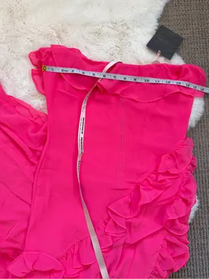 House of CB Ruffle Strapless Maxi Dress S - Hot Pink thumbnail 4