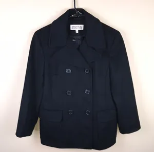 MICHAEL Michael Kors Women’s Black Wool Double-Breasted Pea Coat thumbnail 1