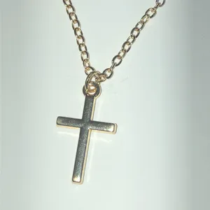Elegant Gold Tone Cross Pendant Necklace thumbnail 5