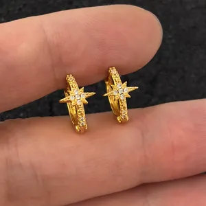 13mm Small Star Gold Hoop Earrings for Men Women Streetwear Punk Hip Hop Unisex Earrings thumbnail 8