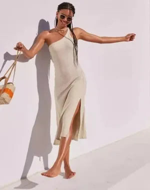 NWT Aerie One Shoulder Ribbed Midi Dress Size Medium thumbnail 1