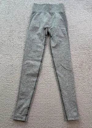 Gymshark Flex Seamless Leggings Womens Gray Marl Pink Logo Contour Workout Pants thumbnail 1