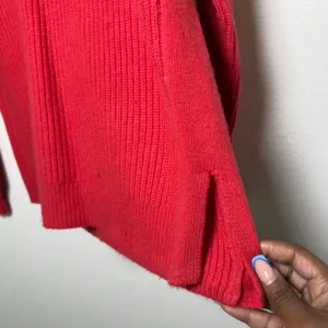 J. Crew Women Sweater Medium‎ Red Turtleneck Ribbed Knit Side Slit Long Sleeve thumbnail 5