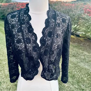 R & M Richards Scalloped Sequin Lace Black Bolero thumbnail 8