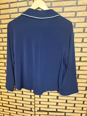 Adrianna Papell Navy Button down shirt size medium thumbnail 2