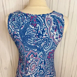 MSK Drop Waist Sleeveless Tiered Midi Dress Bright Blue Paisley, Medium‎ thumbnail 6
