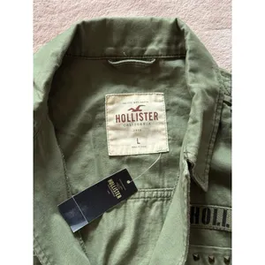 Hollister Women's Utility Distressed Jacket Shirt Army Green Size Large‎ NWT thumbnail 4