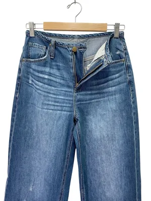 NWT EVEREVE Ever Slouchy Jeans Size 25 Dark Rinse High Rise Wide Leg Side Slit thumbnail 7