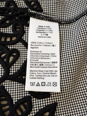 J.Crew Black & White Micro Gingham Floral Embroidered 100% Cotton Poplin Top 00 thumbnail 8