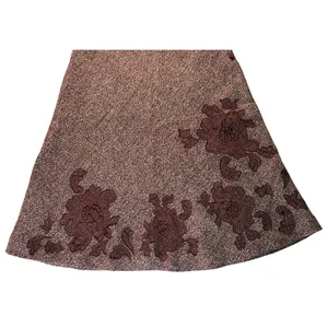 Vintage Express Burgundy Tweed Floral Appliqué Skirt | Y2K | Size 1/2 thumbnail 4