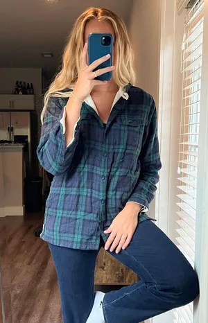 L.L.Bean Fleece Lined Flannel Hoodie thumbnail 1