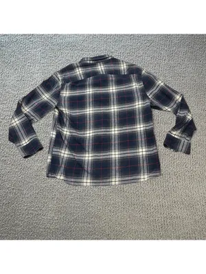 Abercrombie & Fitch Women's Navy Blue Plaid Flannel Button Up Shirt Small thumbnail 2