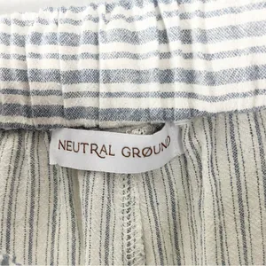 NEUTRAL GROUND Blue Striped High Rise Elastic Drawstring Waist Pants Small Boho thumbnail 3