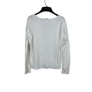 Bass Womens White Cable Knit V Neck Sweater Size L 100% Cotton Classic Preppy thumbnail 2